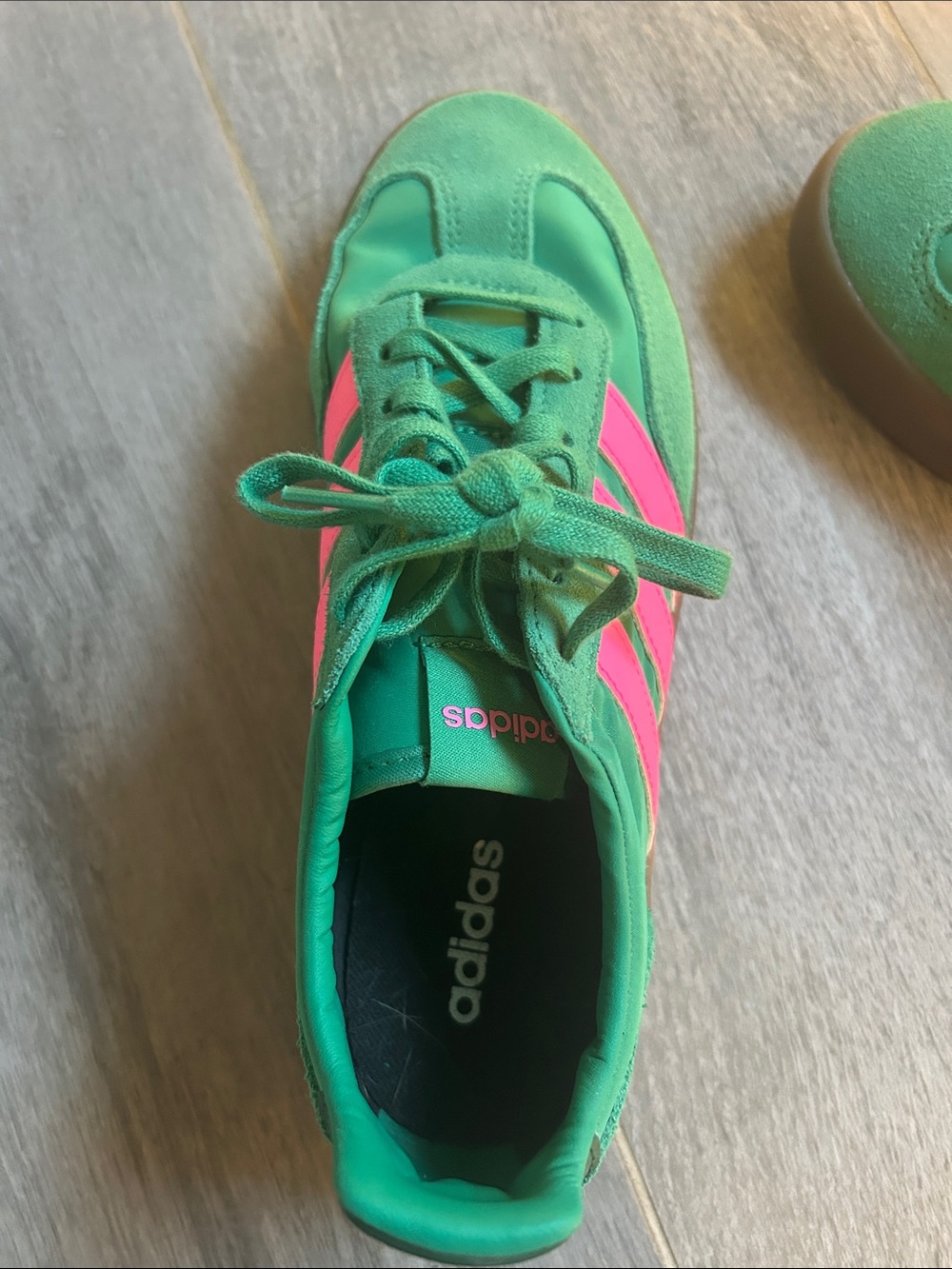 adidas Teal Sneakers with Pink Stripes - Picture 3 of 7
